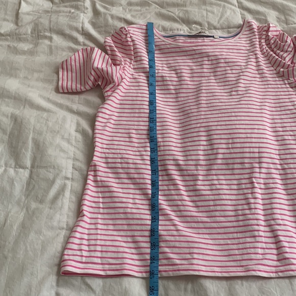 Boden Breton pink stripe tee ruched sleeves 100% cotton US size 10 - Picture 8 of 8